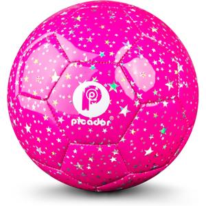 Soccer Ball Size 4, Glitter Shiny Stars Soccer Balls for Kids Girls Boys Child 5-7 8-12 Gift Outdoors Sports Training Ball Recreation Playing Ball (Hot Pink)