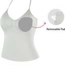 AUROLA Influence Longline Strappy Workout Halter Tops for Women,Removable Cups Padded Bras Impact Gym Yoga Sleeveless Top (Gray, Medium)