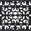 A1HC Indoor Outdoor Doormat 18x48, Natural Rubber, Audrey Rubber Entry Double Doormat Ideal for Outside entryway, Dirt Shoe Scraper Floormats (Black Paisley Long)