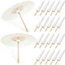 20 PCS 33 Inches White Paper Umbrellas, Oiled Chinese & Japanese Style White Parasols, White Paper Parasols Umbrellas Bulk for DIY Painting, Wedding, Bridal Party, Ceiling Decoration
