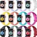 Lerobo 12 Pack Slim Thin Bands Compatible with Apple Watch 38mm 40mm 41mm 42mm 44mm 45mm 46mm 49mm Women Men, Narrow Soft Sport Strap Wristband for iWatch Series 11/10/9/8/7/SE/6/5/4/3/2/1/Ultra 3 2