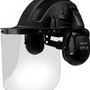 Q20 Forestry Safety Helmet 3 in 1 Chainsaw Arborist Helmet with Face Shield & Ear Muffs Hearing Protection Forestry Hard Hats ANSI Z89.1 OSHA (Black-B07E-Clear PC Shield)