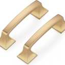 Ravinte 30 Pack Solid 3" Square Foot Arch Pulls Kitchen Cabinet Handles Champagne Bronze Drawer Pulls Kitchen Cabinet Hardware for Cupboard Handles (3 Inch Hole Center)