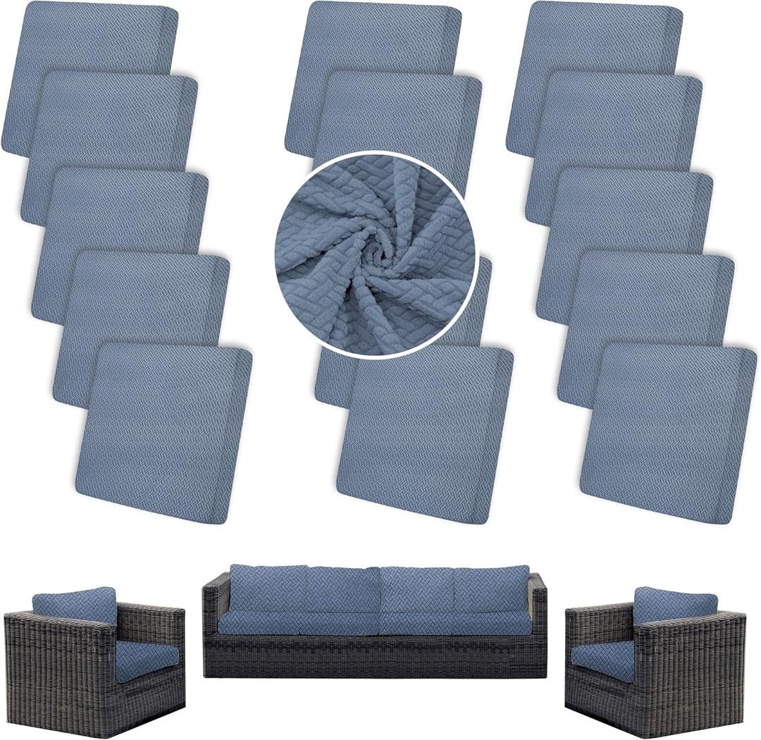 SUKAIKEQA 14PCS Patio Cushion Covers,Patio Furniture Couch Seat Slipcovers 27"D x 27"W x 8"H