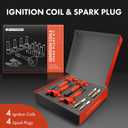 A-Premium (Red) Set of 8 Ignition Coil Pack and Iridium Spark Plugs Compatible with Hyundai Sonata 2011-2014, Santa Fe Sport 2013-2015 & Kia Optima 2011-2015, Sportage 2011-2016, 2.0L