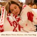 Pink Heart Throw Blanket Soft Fleece Plush Blanket for Couch Sofa Bed, Lover Gifts for Women, Cozy Holiday Winter Blanket, Joy Hope Love Peace, 50" X 60"