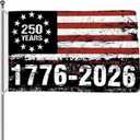 250 Anniversary Flag 3x5 Ft Double Sided 250 Years 1776-2026 250th Anniversary Patriotic Yard Signs Party Supplies Hanging Decor for Room House Welcome Photo Backdrop with Brass Grommets