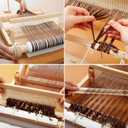 12 Inch Wooden Weaving Loom Kit for Adults Beginners, Multi-Craft Frame Loom with Rigid Heddle Shed Stick & Yarn Stand, Portable Warping Threads Loom with Adjustable Pegs and Weaving Tools