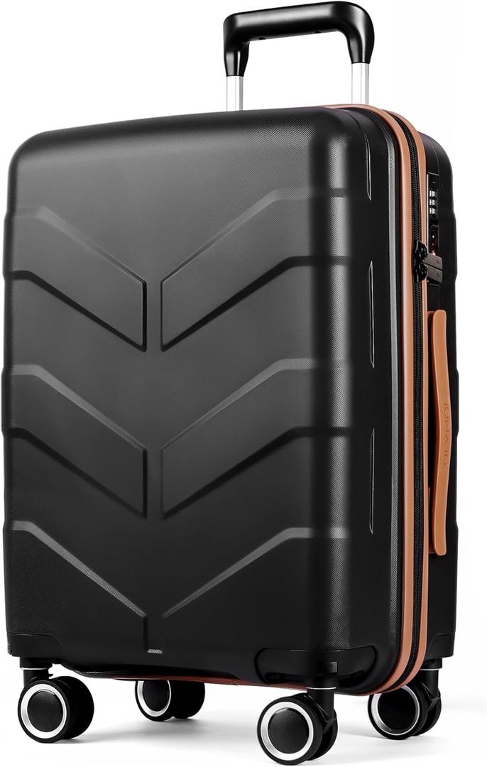 Hardside Carry On Luggage 22x14x9 Airline Approved with Spinner Wheels, Lightweight 20-inch Carry-On Suitcase for Men & Women, Black