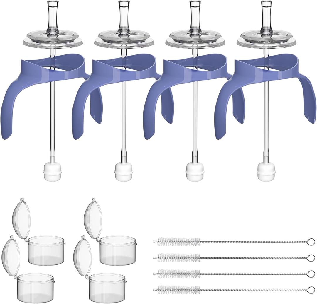 Straw Sippy Cup Conversion Kit for Lansinoh Baby Bottles, Sippy Cups Transition Kit with Soft Nipple top,Weighted Straw, Bottle Handle, Cleaning Brush, Dust-Proof Case, 8m+, 4 Pack
