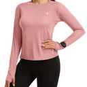 Women's Long Sleeve Running Shirt with Window Watch & Thumb Hole, UPF 50+ Sun Protection, Moisture-Wicking Reflective Gym Top Pink (S)