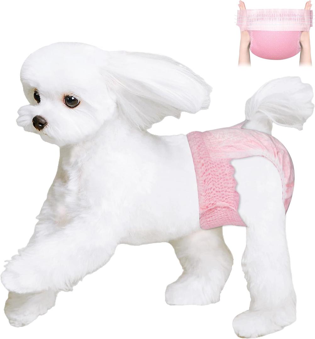 Ambreview Disposable Dog Diapers Female, Just Pull It Up, Doggie Diapers for Female Dogs, Strong Absorbency | Leak Proof, for Dogs in Heat | Elderly | Disabled, S 30 PCS (S(Waist 10.2"-18.1"))