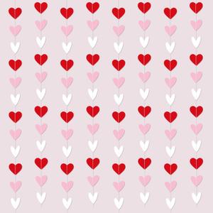 Capoda 8 Pcs Valentine's Day Garland Decorations Red Pink White Heart Garland Banners Solid Outlined Romantic Hearts Hanging Banners for Sweet Day Birthday Wedding Anniversary Party Supplies