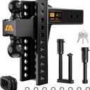 CAMMOO Adjustable Trailer Hitch, Tow Hitch Fits 2.5 inch Receiver, 8inch Rise/Drop Hitch, 2" and 2-5/16" Ball Hitch, 22000 LBS GTW Truck Hitch with U-Shaped Alloy Steel Anti-Theft Pin, Black