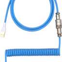 Kraken Light Blue Coiled Keyboard Cable - Artisan Blue Coiled USB C Cable with Aviator Connector for Mechanical Gaming Keyboards (Sky Blue) (COILED Sky Blue)