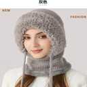 3 in 1 Beanie Hat with Scarf and Mask for Women - Winter Warm Windproof Balaclava, Fleece Lined Ski Mask Set (Gray)