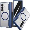 VEGO Case for Galaxy Z Fold 7, Compatible with MagSafe, with [Hinge Protection][Tempered Glass Privacy Screen Protector], Magnetic Anti-Spy Shockproof Clear Cover for Samsung Galaxy Z Fold 7 - Blue