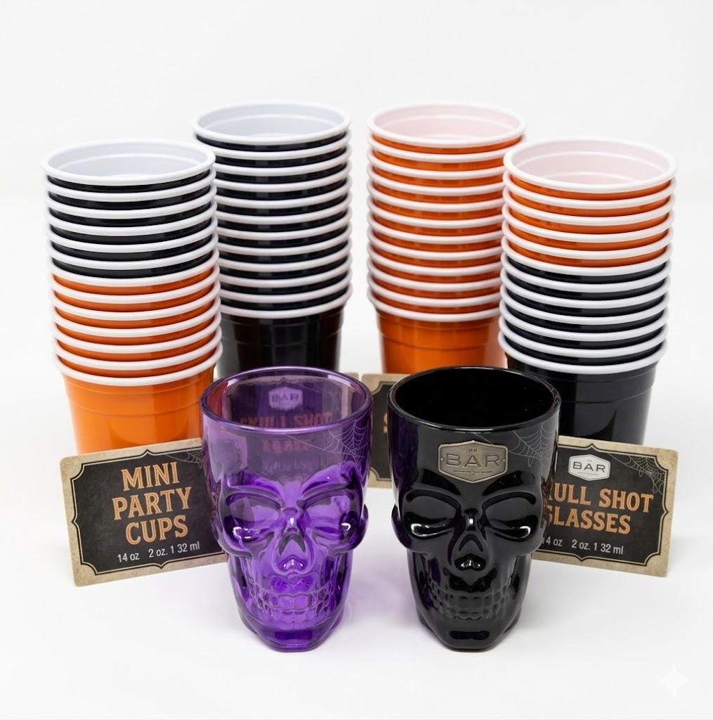 MINI PARTY CUPS 3 set, 48 pcs and 2 skull cups