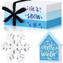 Blulu 5 Pcs Snowflake Table Decoration Hello Winter Tiered Tray Decor Let It Snow Wood Sign Blue White Farmhouse Faux Books Bundle Winter Wonderland Centerpieces for Home Shelf Kitchen Bathroom Decor