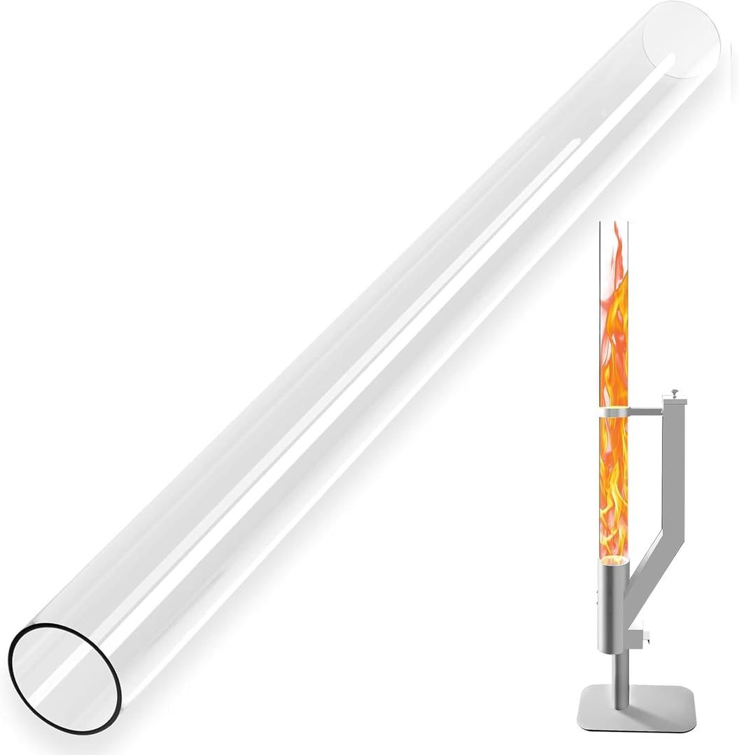 Wood Pellet Patio Heater Glass Tube Replacement, 39.3 x 3.1 Inch (100 x 8cm) Glass Tube for Pellet Heater Replacement parts