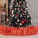 30PCS Christmas Tree Fence Red with Gold Glitter Plastic Picket Fence Gate for Pets Kids Dogs Heavy Duty Anti-Fall Indoor Outdoor Grass Lawn Decoration Fences for Home Wedding Garden Party