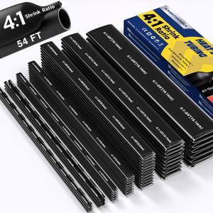 Haisstronica 4:1 Heat Shrink Tubing Kit,7 Size 3/32"-3/4", Total 54Ft Adhesive Lined Marine Resistant Grade Shrink Wrap, Perfect for Home and Industrial,Black