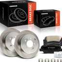 A-Premium 11.88 In (302mm) Rear Solid Brake Rotors and Ceramic Pads Kit | Compatible with Hyundai and Kia Models - Sportage 2017-2020, Tucson 2016-2021, 6-Pack