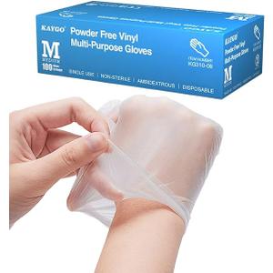 Vinyl Gloves, Food Safe, Latex-Free Powder-Free Clear Plastic Gloves for Cooking, House Clean, Food Prep M (10 boxes)