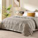 downluxe Queen Size Blanket with Satin Trim, Lightweight Down Alternative Blankets Queen Size for All Season, Machine Washable (Sand, 90x90 Inch)