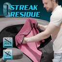 Fantasticlean Large Car Drying Towels- 2 Pack, 32 by 24'' - Premium Microfiber Cleaning Cloth with Dual-Colored Twisted Loop, Ultra Absorbent, Scratch-Free for Instant Car Detailing (Pink)
