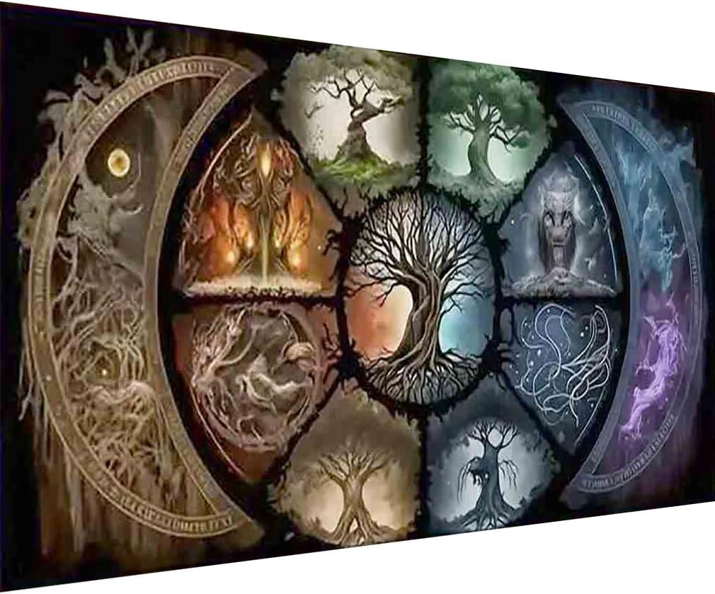 BOHADIY DIY 5D Diamond Painting Kits for Adults Diamond Art Large Size Tree of Life Abstract Tree Landscape Full Drill Crystal Rhinestone Embroidery Craft Kits for Home Wall Decor, 27.5X15.7 Inch