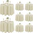 Fitable 8 Pack Round Tablecloths: Stain Resistant Wrinkle Free Circle Table Clothes, Washable Reusable Polyester Table Covers for Wedding Party Birthday Banquet Reception (Ivory, 120 Inch)