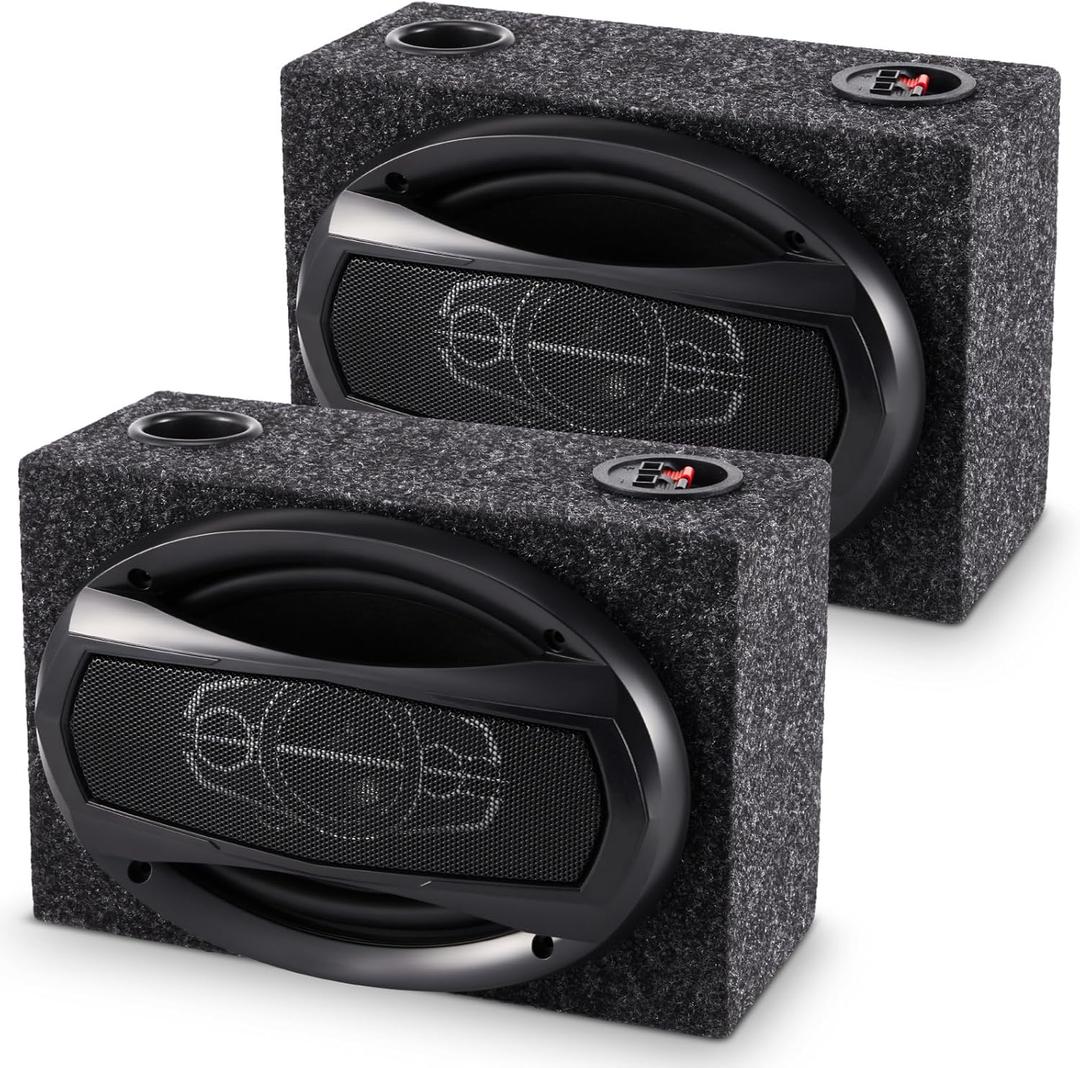 2 Pcs 2-Way Coaxial Car Audio Speakers with Speaker Box Enclosures Set 6 x 9 Inch 1000 W Max Power Constructed Car Stereo and Sound System Accessories Portable Audio Equipment for Vehicles