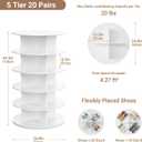 5-Tier Rotating Standing Shelf Unit with Dividers, 360 Storage Display Tower Vertical Floor Organizer, for Bedroom, Closet, Entryway & Office, Ideal for Shoes, Cosmetics & Handbags, White