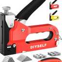DIYSELF-Staple-Gun-for-Wood, 4-in-1 Upholstery Staple Gun Heavy Duty, Fabric Stapler, wood stapler, Adjustable Manual Upholstery Stapler for Wall, Crafts, Furniture with 4000 Staples/Remover (Red)