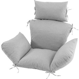 Egg Chair Cushion with 8 Securing Straps, Water-Repellent & Fade-Resistant Faux Linen, Removable Cover, Replacement Cushion for Most Single Outdoor Hanging Swing Egg Chairs Nature, 49''x49'', 
Light Grey