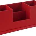 UnionBasic Desk Organizer, Desktop Caddy Leather Multi-compartment Pen Holder Office Stationer Organizer, Red