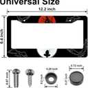 Anime License Plate FramesAnime Car Accessories for Women & MenCute License Plate HolderAluminum License Plate Frame Fits Standard US Vehicles Size 12.2 x 6 Inch (Black-2pcs)