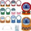 Threehoney 24 Pack Christmas DIY Snow Globe Craft Kit for Kids 3D Shaking Snow Globe Hanging Ornament for Xmas Tree with Glitter Sequins Papers 3D Half Balls and Cards(Mixed Colors)