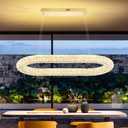 Led Ring Chandelier, Modern Linear Oval Chandelier for Dining Room 31.5in Gold Crystal Ring Pendant Light Dimmable 3000K-6000K, 32 inch