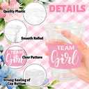 FYSUIMU 50 Pcs Gender Reveal Plastic Cups 16oz Clear Drinking Cups Blue Pink Team Boy Team Girl Disposable Cup for Gender Reveal Baby Shower Party Table Decor Supplies