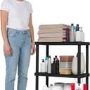 3-Shelf Light Duty Plastic Storage Shelves, 33" H x 24" W x 12" D, Medium Modular Shelving Unit Storage Organizer for Bathroom, Laundry, Garage & Home, Storage Rack - Black