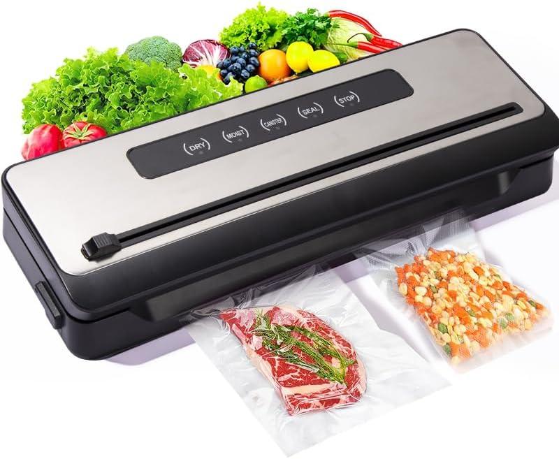 Brigii Vacuum Sealer Machine, Efficient Food Sealer with Built-in Cutter, Compact Food Vacuum Sealer with Bags and Air Hose for All Saving Needs