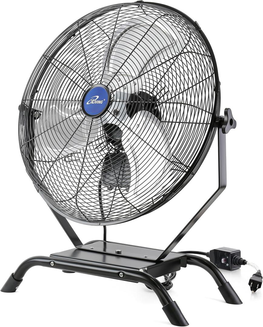 iLiving Wall Mounted/Floor Stand Variable 20 Inches Speed Indoor/Outdoor Fan, Industrial grade for Patio, Greenhouse, Garage, Workshop, and Loading Dock, 4650 CFM, Black
