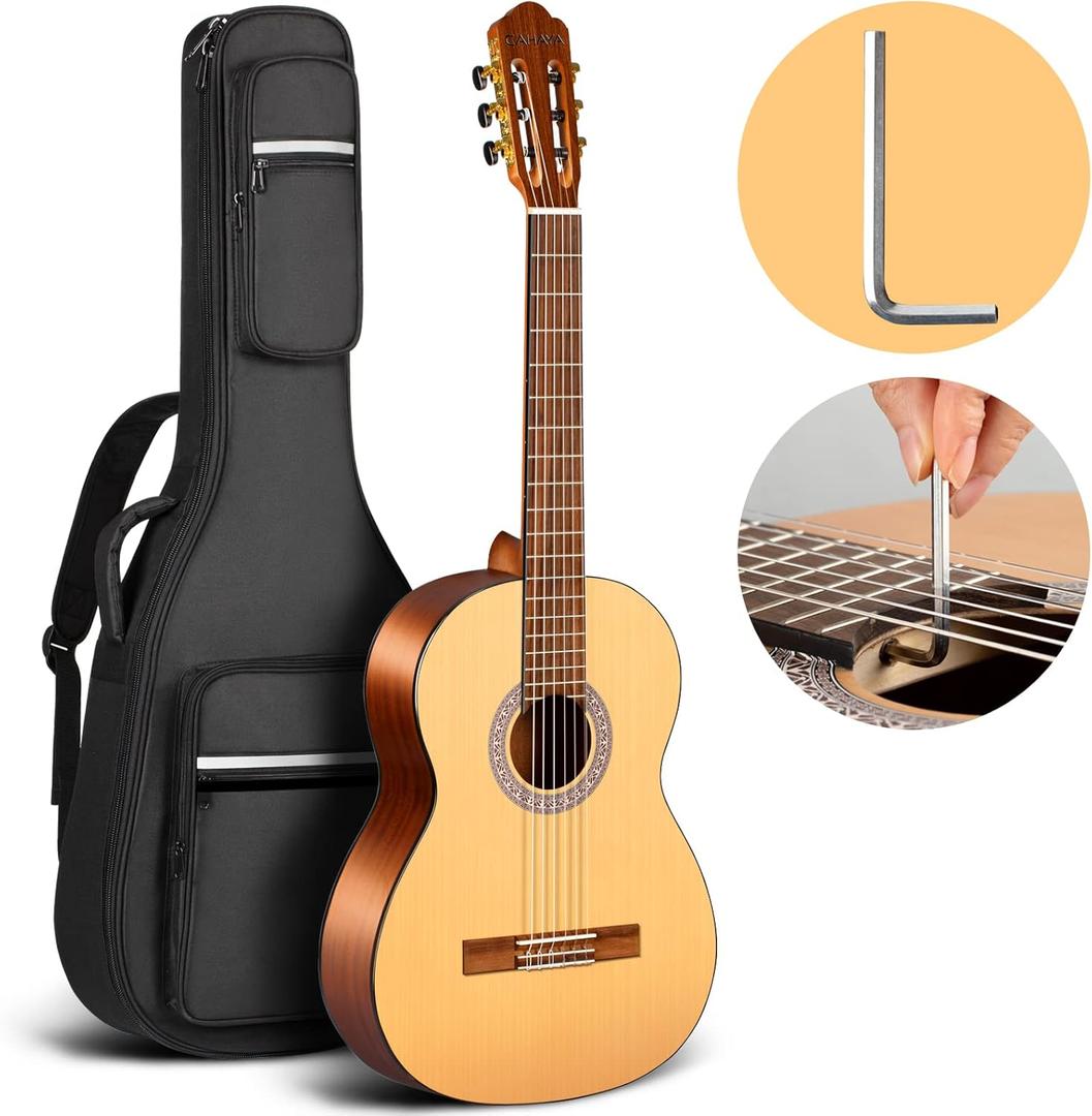 CAHAYA Classical Guitar Beginner Kit 39 Inch for Kids Teenager Adults with 0.4″ Thick Padded Gig Bag Full Size Model: CY0269
