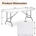 Folding Table 6ft, Heavy-Duty 500lbs Weight Capacity Foldable Table with HDPE Top & Steel Legs, Portable 6 Foot Picnic Table for Indoor Outdoor Parties, Camping, Event, 71 inches x 29 inches x 29 inches