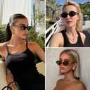 ViewJoy Retro Oval Sunglasses for Women Vintage 90s Y2K Trendy Designer Sun Glasses