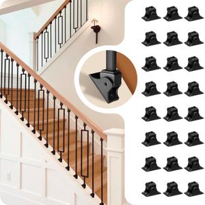 12Pack Wrought Iron Balusters 44 Inches Deck Balusters Combine 1/2" Square Plain Bar Balusters with Single Rectangle Metal Balusters Hollow Satin Black, GRMIKBU GB04