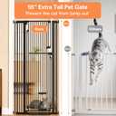55" Extra Tall Cat Gate 31.5"-42.5" Wide Pet Gate Indoor Black