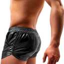 Arjen Kroos Men's Sexy Metallic Shiny Shorts Sparkly Rave Hot Short Pants with Pockets (Black, L)
